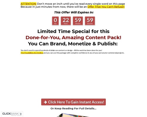 Done-for-you, Amazing Content Pack!